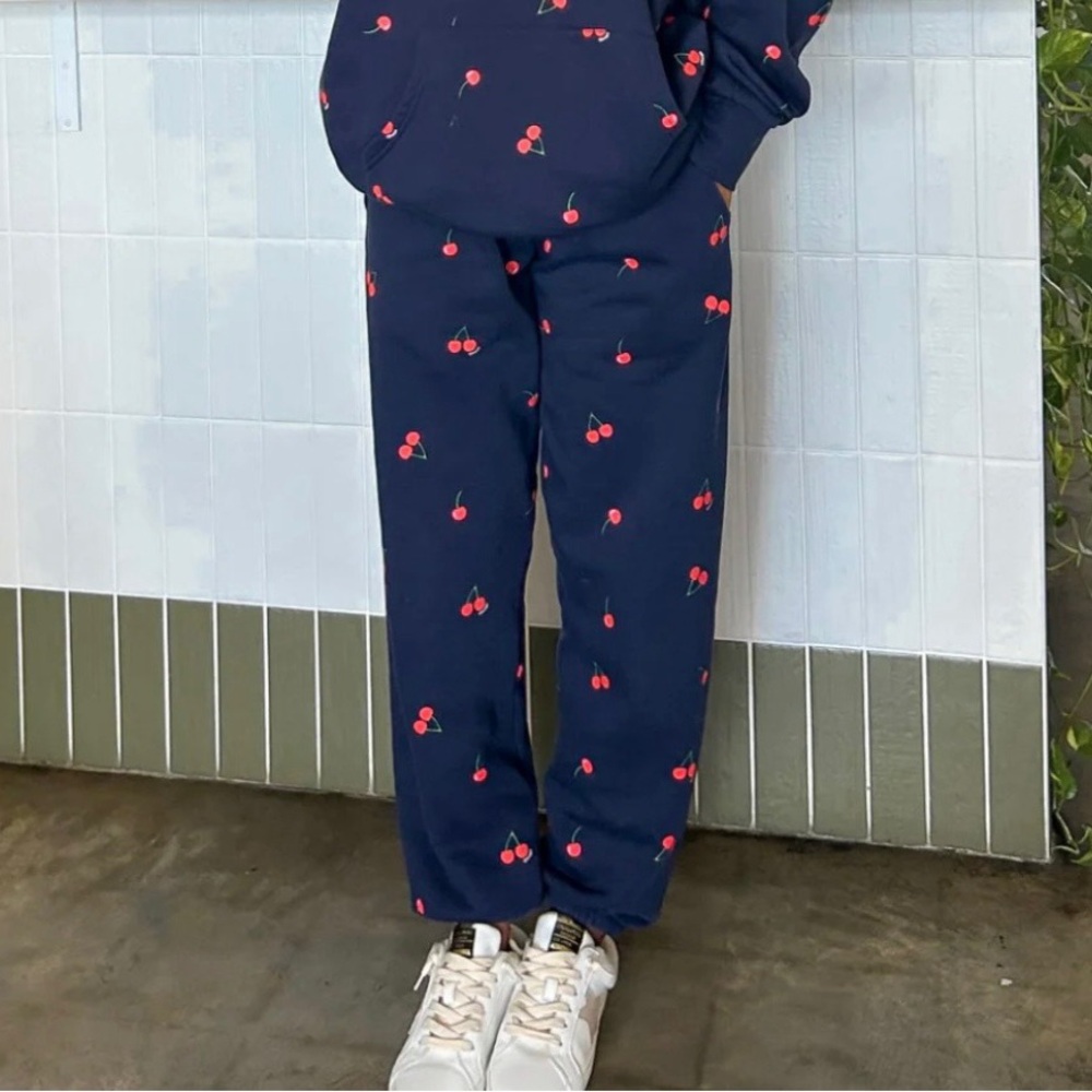 Cherry Print Navy Joggers for Women